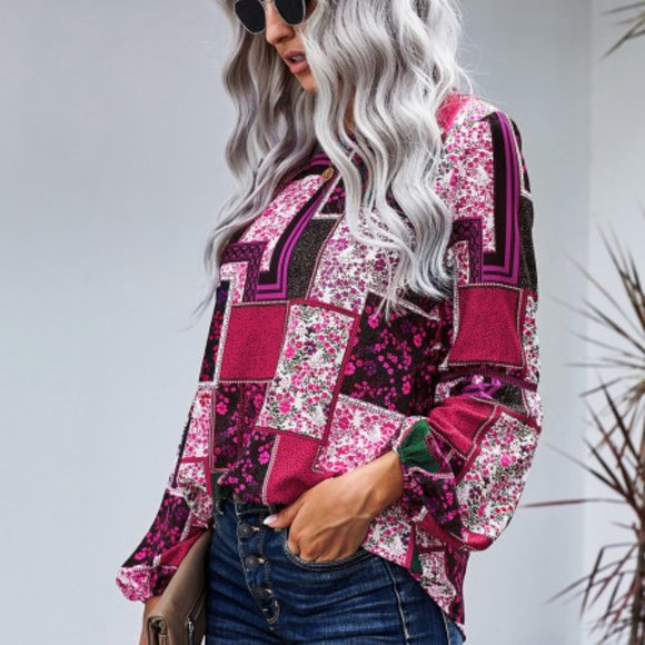 Floral Print Patchwork Top - Like new! - Picture 7 of 7